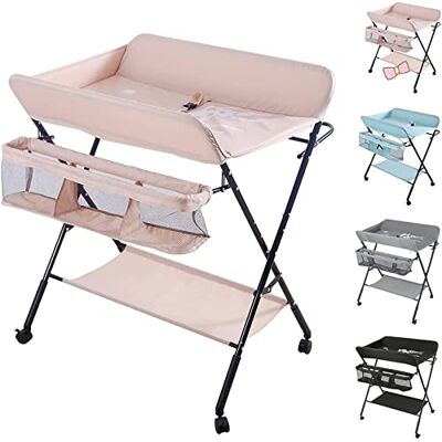 LANTUS Tables à langer,Table à langer et Baignoire 2 en 1 pour bébé, De la naissance à 12 mois (jusqu'à 25kg), Table à Langer Pliable et Portable Table à Langer pour Bébé avec 4 roulettes(rose) LANTUS Tables à langer,Table à langer et Baignoire 2 en 1 pour bébé, De la naissance à 12 mois (jusqu'à 25kg), Table à Langer Pliable et Portable Table à Langer pour Bébé avec 4 roulettes(rose)