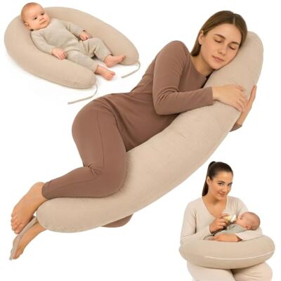 Totsy Baby Coussin de grossesse 190 cm coussin Mousseline Oreiller – Pregnancy Pillow maternité Body Pillow housse en coton lavable amovible doux – certifié OEKO-TEX Beige Totsy Baby Coussin de grossesse 190 cm coussin Mousseline Oreiller – Pregnancy Pillow maternité Body Pillow housse en coton lavable amovible doux – certifié OEKO-TEX Beige