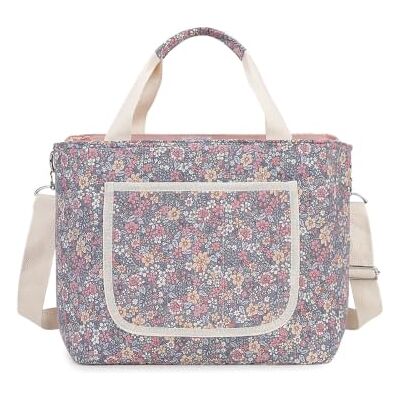 SONARIN Sac à langer à imprimé floral, grande capacité, sac à langer de voyage, sac à langer avec bandoulière SONARIN Sac à langer à imprimé floral, grande capacité, sac à langer de voyage, sac à langer avec bandoulière