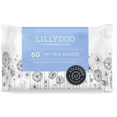 LILLYDOO Lingettes pour bébé faites à 99% d'eau, 60 pièces, tissu 100% sans plastique, sans parfum et doux comme du coton et de l'eau LILLYDOO Lingettes pour bébé faites à 99% d'eau, 60 pièces, tissu 100% sans plastique, sans parfum et doux comme du coton et de l'eau