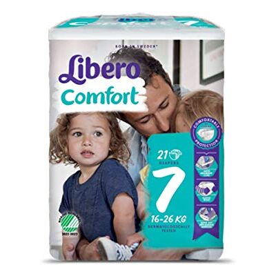 Libero luiers 7 comfort xlarge nappies 16-26 kg verpakking van 21 Libero luiers 7 comfort xlarge nappies 16-26 kg verpakking van 21