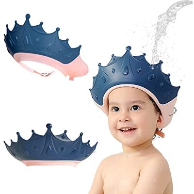 KAMHBE Bonnet de douche pour enfant et bébé avec couronne réglable pour laver les cheveux, protection enfant Pour les yeux, les oreilles et le visage Bleu KAMHBE Bonnet de douche pour enfant et bébé avec couronne réglable pour laver les cheveux, protection enfant Pour les yeux, les oreilles et le visage Bleu