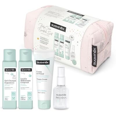 Suavinex , Trousse de Toilette Bébé, Coffret Cadeau Nouveau-né avec : Gel Shampoing 100 ml + Lotion Hydratante 100 ml + Crème pour le Change 75 ml + Eau de Cologne 50 ml. Format Voyage. Rose Dreams Suavinex , Trousse de Toilette Bébé, Coffret Cadeau Nouveau-né avec : Gel Shampoing 100 ml + Lotion Hydratante 100 ml + Crème pour le Change 75 ml + Eau de Cologne 50 ml. Format Voyage. Rose Dreams