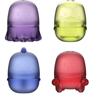 Ubbi Translucent Interchangeable Bath Toys for Baby and Toddler, Colorful Mix and Match Baby Bathtub Toys, Set of 4 Ubbi Translucent Interchangeable Bath Toys for Baby and Toddler, Colorful Mix and Match Baby Bathtub Toys, Set of 4