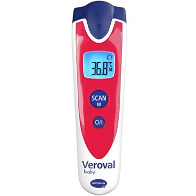 VEROVAL Thermomètre infrarouge pour bébé, rouge, mesure sans contact et silencieuse, température corporelle, température de l'objet, température ambiante, mesure rapide, manipulation VEROVAL Thermomètre infrarouge pour bébé, rouge, mesure sans contact et silencieuse, température corporelle, température de l'objet, température ambiante, mesure rapide, manipulation