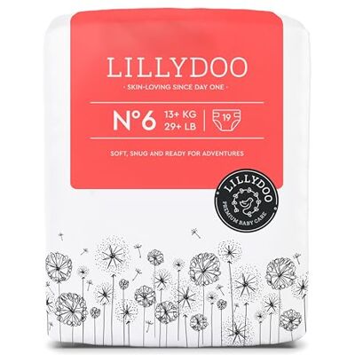 LILLYDOO Couches Bébé Hypoallergéniques, Taille 6 (13+ kg), 19 pièces, Ultra Douces et Absorbantes, sans Parfum et Lotion pour les peaux sensibles, Testées dermatologiquement LILLYDOO Couches Bébé Hypoallergéniques, Taille 6 (13+ kg), 19 pièces, Ultra Douces et Absorbantes, sans Parfum et Lotion pour les peaux sensibles, Testées dermatologiquement