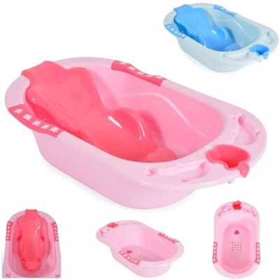 Cangaroo Larissa Baignoire pour bébé avec siège amovible et évacuation de l'eau Rose 89 cm Cangaroo Larissa Baignoire pour bébé avec siège amovible et évacuation de l'eau Rose 89 cm