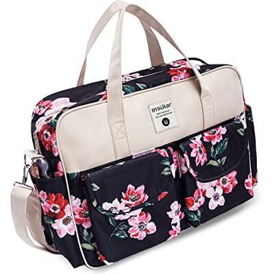 SONARIN Grande Capacité Sac à Langer Multifonction pour Bébé Fourre-tout, Bandoulière, Maternité, Voyage avec Bretelles & Matelas à Langer (Fleurs Aquarelles) SONARIN Grande Capacité Sac à Langer Multifonction pour Bébé Fourre-tout, Bandoulière, Maternité, Voyage avec Bretelles & Matelas à Langer (Fleurs Aquarelles)