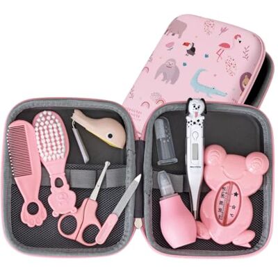PLIC CARE Trousse de Soin Bébé Rose – Dès la Naissance – 9 Essentiels de Soin – Thermomètre Rectal, Thermomètre de Bain, Peigne, Brosse, Lime, Mouche Bébé… Kit Complet de Puériculture PLIC CARE Trousse de Soin Bébé Rose – Dès la Naissance – 9 Essentiels de Soin – Thermomètre Rectal, Thermomètre de Bain, Peigne, Brosse, Lime, Mouche Bébé… Kit Complet de Puériculture