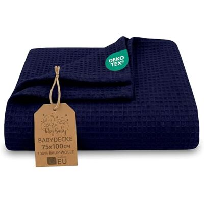 Totsy Baby Couverture bebe gaufre toutes saisons 75x100 cm nid d'abeille coton respirante légère naissance enfant mi-saison – couverture poussette plaid nouveau-né Oeko-Tex Bleu Marine Totsy Baby Couverture bebe gaufre toutes saisons 75x100 cm nid d'abeille coton respirante légère naissance enfant mi-saison – couverture poussette plaid nouveau-né Oeko-Tex Bleu Marine