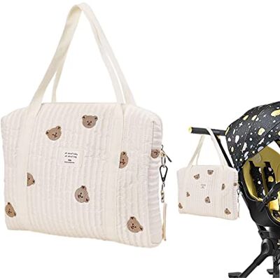 KKPW Sac À Langer Portable, Fourre-Tout Grande Capacité en Coton, Bandoulière pour Voyage(Petit Ours,36 x 30) KKPW Sac À Langer Portable, Fourre-Tout Grande Capacité en Coton, Bandoulière pour Voyage(Petit Ours,36 x 30)