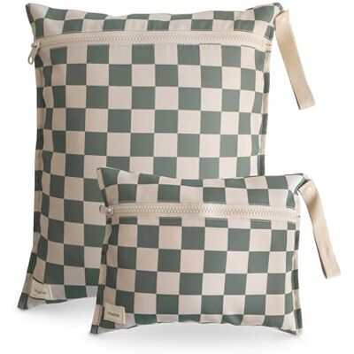 mushie Lot de 2 sacs humides résistants à l'eau Grand et petit sac de rangement réutilisable pour articles de bébé et voyage Poches à fermeture éclair avec poignée Lavable en machine, Carreaux mushie Lot de 2 sacs humides résistants à l'eau Grand et petit sac de rangement réutilisable pour articles de bébé et voyage Poches à fermeture éclair avec poignée Lavable en machine, Carreaux