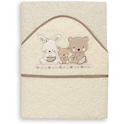 Serviette Interbaby Crème - 100x100cm, Coton, Avec Capuche - Serviette Bébé Serviette Interbaby Crème - 100x100cm, Coton, Avec Capuche - Serviette Bébé
