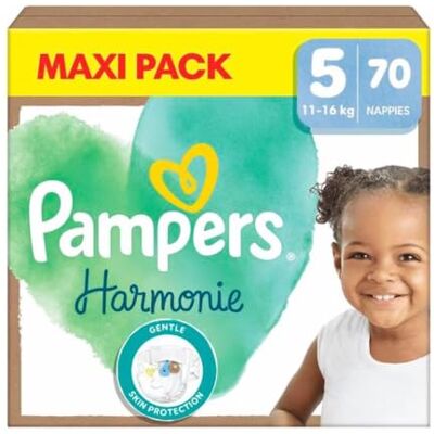 Pampers Harmonie Couches Taille 5, 70 Couches, 11kg-16kg, Protection Douce De La Peau Avec 100% D’Absorption Pampers Harmonie Couches Taille 5, 70 Couches, 11kg-16kg, Protection Douce De La Peau Avec 100% D’Absorption