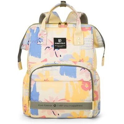 SONARIN Sac à dos à langer imperméable pour bébé Sac à langer multifonction spacieux Sac de voyage portable avec poches isothermes pour biberon et crochet pour poussette, jaune SONARIN Sac à dos à langer imperméable pour bébé Sac à langer multifonction spacieux Sac de voyage portable avec poches isothermes pour biberon et crochet pour poussette, jaune