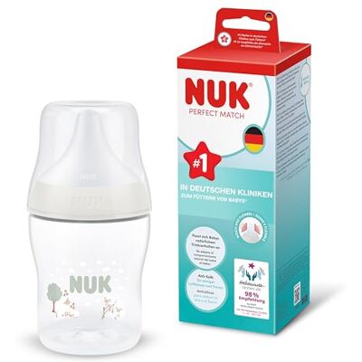 NUK Perfect Match Biberon, pour bébé de 0 mois et plus, 150 ml, anti-colique, en polypropylène, indicateur de contrôle de la température, mouton, 1 pièce NUK Perfect Match Biberon, pour bébé de 0 mois et plus, 150 ml, anti-colique, en polypropylène, indicateur de contrôle de la température, mouton, 1 pièce