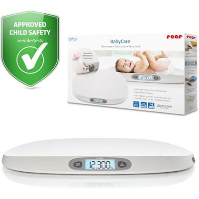 Reer BabyCare Pèse-bébé Bol ergonomique pour nouveau-né/bébé Poids maximum 25 kg Mètre ruban intégré, fonction hold et tarage Écran LCD éclairé Précision de 5 g Reer BabyCare Pèse-bébé Bol ergonomique pour nouveau-né/bébé Poids maximum 25 kg Mètre ruban intégré, fonction hold et tarage Écran LCD éclairé Précision de 5 g