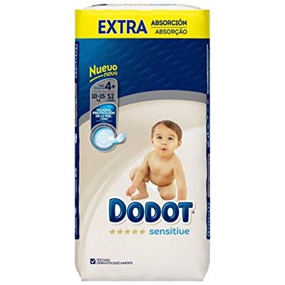 DODOT Sensitive Couches Taille 4+, 52 Couches 10-15 kg DODOT Sensitive Couches Taille 4+, 52 Couches 10-15 kg