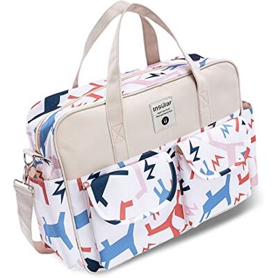 SONARIN Grande Capacité Sac à Langer Multifonction pour Bébé Fourre-tout Bandoulière de Maternité et Voyage avec Bretelles & Matelas à Langer (Carrousel) SONARIN Grande Capacité Sac à Langer Multifonction pour Bébé Fourre-tout Bandoulière de Maternité et Voyage avec Bretelles & Matelas à Langer (Carrousel)