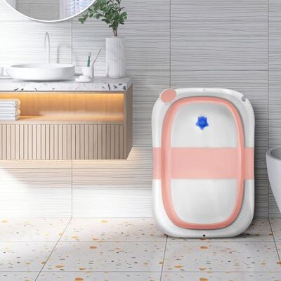 HUOLE Baignoire BéBé Pliable pour Tout-petits, Bassin de Douche Portable Antidérapant Baignoire Compacte pour BéBé Nouveau-né Enfants (Pas de Thermomètre !)-63 * 43 * 20 cm-rose HUOLE Baignoire BéBé Pliable pour Tout-petits, Bassin de Douche Portable Antidérapant Baignoire Compacte pour BéBé Nouveau-né Enfants (Pas de Thermomètre !)-63 * 43 * 20 cm-rose