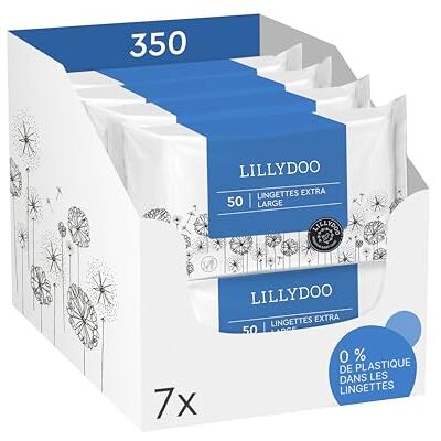 LILLYDOO Lingettes nettoyantes, 350 pièces (7 x 50), 100% sans plastique, taille XL, 99% d'eau LILLYDOO Lingettes nettoyantes, 350 pièces (7 x 50), 100% sans plastique, taille XL, 99% d'eau