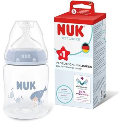 NUK Biberon First Choice 0+ mois 150 ml Biberon anti-colique PP Indicateur de contrôle de la température Baleine 1 unité NUK Biberon First Choice 0+ mois 150 ml Biberon anti-colique PP Indicateur de contrôle de la température Baleine 1 unité