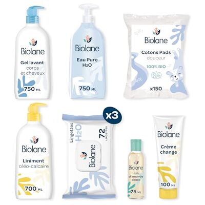 Biolane Kit Naissance Premiers jours Bébé 216 Lingettes Eau pure Gel Lavant Liniment Crème change Coffret Bébé Peaux Sensibles Fabriqué en France Biolane Kit Naissance Premiers jours Bébé 216 Lingettes Eau pure Gel Lavant Liniment Crème change Coffret Bébé Peaux Sensibles Fabriqué en France