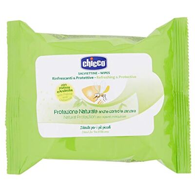 Chicco Lot de 20 serviettes de protection pour enfants, protection naturelle des insectes Chicco Lot de 20 serviettes de protection pour enfants, protection naturelle des insectes