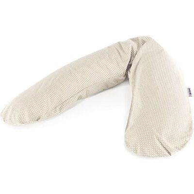 Theraline Le coussin de grossesse et d'allaitement original 190 cm – Coussin de positionnement latéral perles – Avec housse de coussin d'allaitement à pois beige Theraline Le coussin de grossesse et d'allaitement original 190 cm – Coussin de positionnement latéral perles – Avec housse de coussin d'allaitement à pois beige