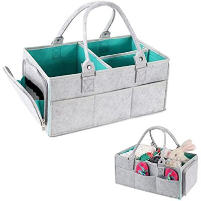 Coyanyu Organiseur de couches pour bébé, pliable en feutre pour chambre d'enfant, compartiments flexibles, multi-poches, sac de rangement portable pour langer, lingettes, sac à jouets pour nouveau-né Coyanyu Organiseur de couches pour bébé, pliable en feutre pour chambre d'enfant, compartiments flexibles, multi-poches, sac de rangement portable pour langer, lingettes, sac à jouets pour nouveau-né