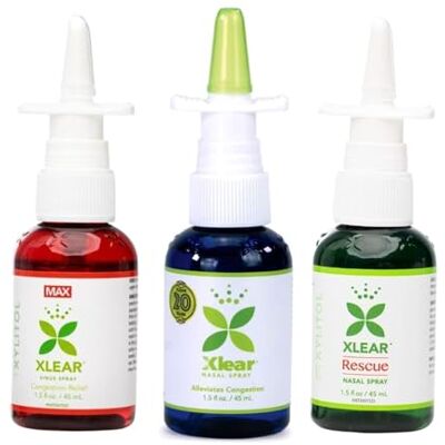 Xlear Natural Xylitol Nasal Spray The Power Trio Bundle of Regular, Rescue and Max Saline Nose Spray, 1.5 fl oz (Pack of 3) Xlear Natural Xylitol Nasal Spray The Power Trio Bundle of Regular, Rescue and Max Saline Nose Spray, 1.5 fl oz (Pack of 3)