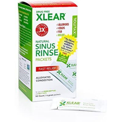 Xlear Recharge de Rinçage Nasal Naturel au Xylitol – Sachets de Solution Saline pour Lota (Neti Pot), Nettoyant Nasal Compatible avec la Plupart des Systèmes d’Irrigation Nasale, 50 Count (Pack of 2) Xlear Recharge de Rinçage Nasal Naturel au Xylitol – Sachets de Solution Saline pour Lota (Neti Pot), Nettoyant Nasal Compatible avec la Plupart des Systèmes d’Irrigation Nasale, 50 Count (Pack of 2)