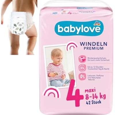 Babylove Lot de 42 couches Premium Taille 4 maxi 7-18 kg Babylove Lot de 42 couches Premium Taille 4 maxi 7-18 kg