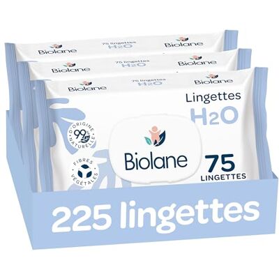 Biolane Lingettes bébé à l'eau 225 Lingettes Lot de 3x75 Nettoyage doux et efficace Dès la naissance Qualité Française Biolane Lingettes bébé à l'eau 225 Lingettes Lot de 3x75 Nettoyage doux et efficace Dès la naissance Qualité Française
