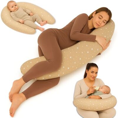 Totsy Baby Coussin de grossesse 190 cm coussin Oreiller – Pregnancy Pillow maternité Body Pillow housse en coton lavable amovible doux – certifié OEKO-TEX Beige avec étoiles blanches Totsy Baby Coussin de grossesse 190 cm coussin Oreiller – Pregnancy Pillow maternité Body Pillow housse en coton lavable amovible doux – certifié OEKO-TEX Beige avec étoiles blanches