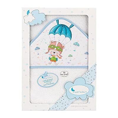 Interbaby 01228-11 Cape de Bain Con Capuche Paracaidista Blanc/Bleu Interbaby 01228-11 Cape de Bain Con Capuche Paracaidista Blanc/Bleu
