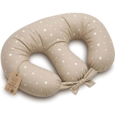 Totsy Baby Coussin Allaitement Jumeaux XXL 90x50 cm en forme de Croissant – Coussin Double déhoussable avec housse en coton – Nursing Pillow Twins avec Sangles de maintien Oeko-Tex Beige à étoiles blanches Totsy Baby Coussin Allaitement Jumeaux XXL 90x50 cm en forme de Croissant – Coussin Double déhoussable avec housse en coton – Nursing Pillow Twins avec Sangles de maintien Oeko-Tex Beige à étoiles blanches