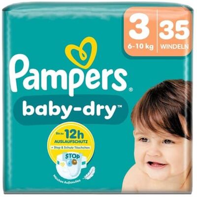 Pampers Baby-Dry Lot de 35 couches Taille 3 6-10 kg Pampers Baby-Dry Lot de 35 couches Taille 3 6-10 kg