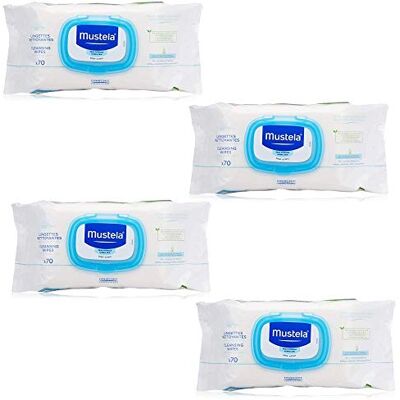 Mustela Lot de 4 lingettes nettoyantes de 70 pièces Mustela Lot de 4 lingettes nettoyantes de 70 pièces