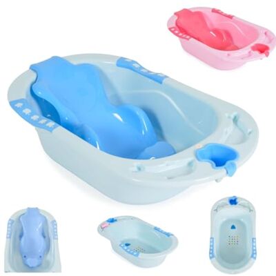 Cangaroo Larissa Baignoire pour bébé avec siège amovible et évacuation de l'eau Bleu 89 cm Cangaroo Larissa Baignoire pour bébé avec siège amovible et évacuation de l'eau Bleu 89 cm