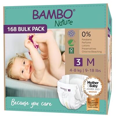 Bambo Nature Couches écologiques de qualité supérieure, couches durables étiquetées écologiques, protection améliorée contre les fuites, couches sûres et confortables pour bébé, sûres et confortables Bambo Nature Couches écologiques de qualité supérieure, couches durables étiquetées écologiques, protection améliorée contre les fuites, couches sûres et confortables pour bébé, sûres et confortables
