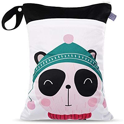Treer Bébé Sac à Couches Lavables, Réutilisable Sec et Humide, Etanche Hangable Double Fermeture Eclair Printing Organisateur de Couches pour Plage Piscine Voyage (30x40cm,Panda noir) Treer Bébé Sac à Couches Lavables, Réutilisable Sec et Humide, Etanche Hangable Double Fermeture Eclair Printing Organisateur de Couches pour Plage Piscine Voyage (30x40cm,Panda noir)