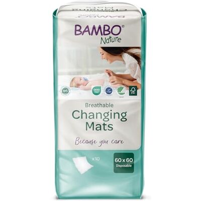 Bambo Nature Lot de 10 matelas à langer jetables 60 x 60 cm Bambo Nature Lot de 10 matelas à langer jetables 60 x 60 cm