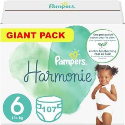 Pampers HARMONIE TAILLE 6 107 COUCHES (13-18 KG) Pampers HARMONIE TAILLE 6 107 COUCHES (13-18 KG)