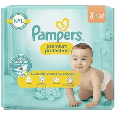 Pampers Premium Protection 29 Couches Taille 3 (6-10 kg) Pampers Premium Protection 29 Couches Taille 3 (6-10 kg)