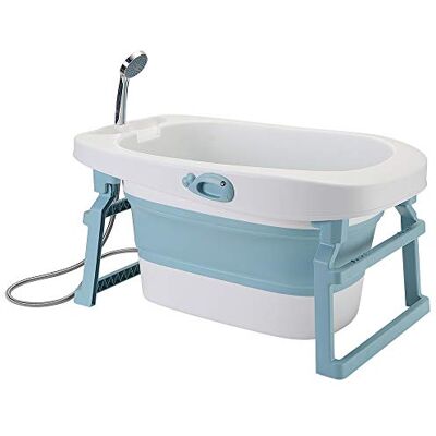 Supfine Baignoire Bébé Pliable Avec Coussin de Bain Pour Fille Ou Garçon De La Naissance À 7 Ans, Sur Pied Antidérapante, Hauteur : 43,7 cm (Bleu) Supfine Baignoire Bébé Pliable Avec Coussin de Bain Pour Fille Ou Garçon De La Naissance À 7 Ans, Sur Pied Antidérapante, Hauteur : 43,7 cm (Bleu)