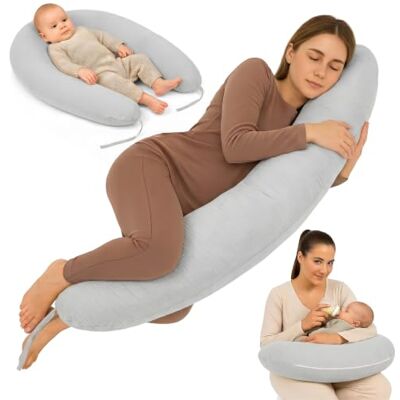 Totsy Baby Coussin de grossesse 190 cm coussin Mousseline Oreiller – Pregnancy Pillow maternité Body Pillow housse en coton lavable amovible doux – certifié OEKO-TEX Gris B Totsy Baby Coussin de grossesse 190 cm coussin Mousseline Oreiller – Pregnancy Pillow maternité Body Pillow housse en coton lavable amovible doux – certifié OEKO-TEX Gris B