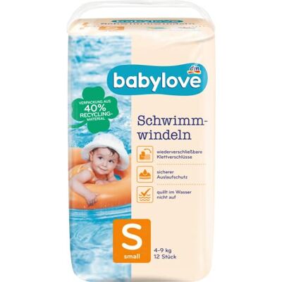 Babylove Lot de 12 couches de natation Taille S 4-9 kg Babylove Lot de 12 couches de natation Taille S 4-9 kg