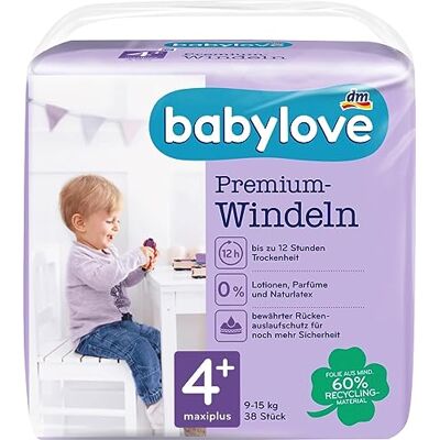 Babylove Maxiplus Lot de 38 couches Taille 4+ 9-20 kg Babylove Maxiplus Lot de 38 couches Taille 4+ 9-20 kg