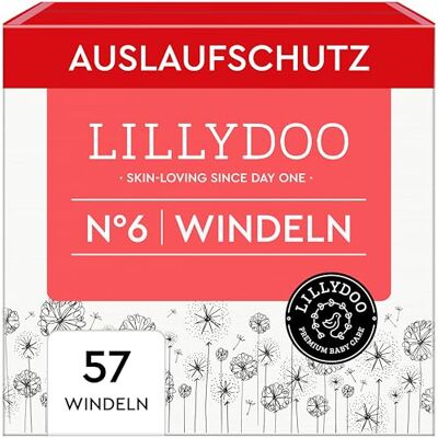 LILLYDOO Couches Bébé Hypoallergéniques, Taille 6 (13+ kg), Lot de 3 paquets (57 pièces), Ultra Douces et Absorbantes, sans Parfum et Lotion pour les peaux sensibles, Testées dermatologiquement LILLYDOO Couches Bébé Hypoallergéniques, Taille 6 (13+ kg), Lot de 3 paquets (57 pièces), Ultra Douces et Absorbantes, sans Parfum et Lotion pour les peaux sensibles, Testées dermatologiquement